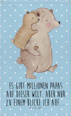 Produktbild von Mr. & Mrs. Panda Tapisserie Papa Bär - Blau Pastell - Geschenk, Tapestry, Gobelin, Wandteppich, Geburtstag, Muttertag, Vatertag, Wandschmuck, Wandbild, Stoff