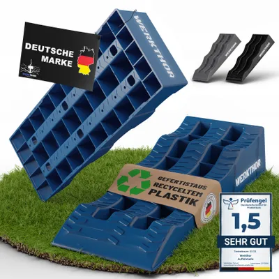 Produktbild von WERKTHOR Auffahrkeile - [2er Set] Auffahrkeile für Wohnmobil, Wohnwagen & Anhänger - Nivellieren für jeden Untergrund <3t