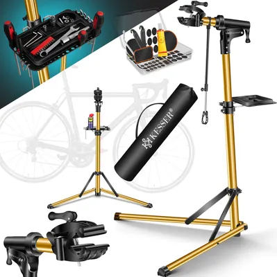 Produktbild von KESSER® Fahrradmontageständer Premium Profi 50kg - 360° drehbar für E-Bike, Mountainbike & Fahrrad, höhenverstellbarer Reparaturständer, mit Werkzeugablage, Tragetasche & Lenkerfixierung