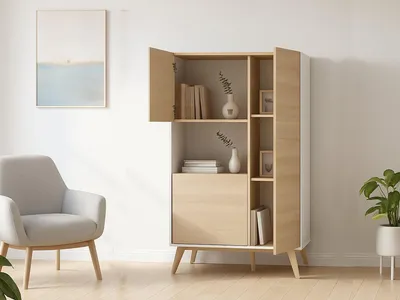 Immagine prodotto di Dmora Credenza Crono 43x81x135h cm Marrone, Apertura Battente 5 Vani