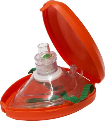 Produktbild von Dönges Beatmungsmaske mit Bakterienfilter Einwegventil im orangen Hardcase 02-350