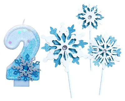 Productafbeelding van Cijferskaars 2 met Glitters en Sneeuwvlokken Versiering