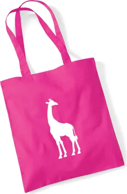 Produktbild von Huuraa Jutebeutel Giraffe Silhouette 10 Liter Fuchsia Baumwolle Tasche Geschenkidee
