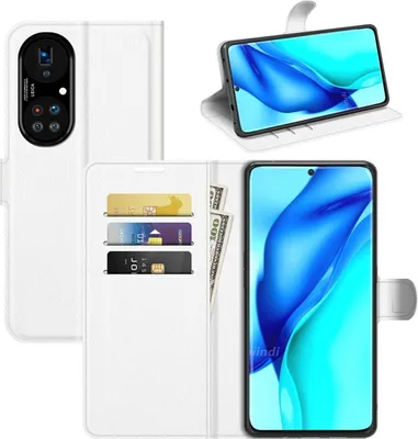 Produktbild von König Design Hülle kompatibel mit Huawei P50 Pro Kunstleder Handyhülle - Handy Case Weiß