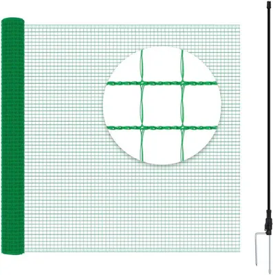 Produktbild von WOLTU Geflügelnetz, Gartenzaun Steckzaun Campingzaun Absperrzaun, 53 g/m² PE, Grün : 25x0,9 m Größe: 25x0,9 m