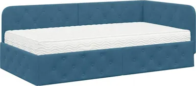 Obrázok produktu pre vidaXL Rohový rám postele Modrá 90 x 200 cm Zamat