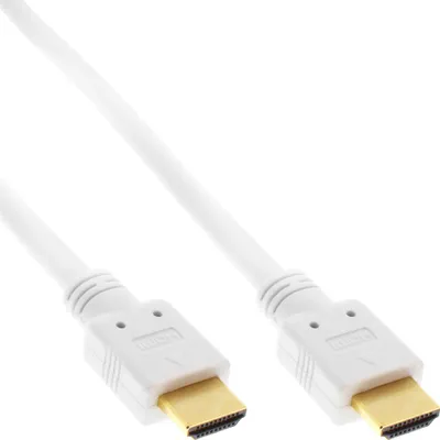 Image de InLine® 17507W Câble HDMI, HDMI High Speed avec Ethernet, Premium, prise/prise, blanc/or, 7,5m