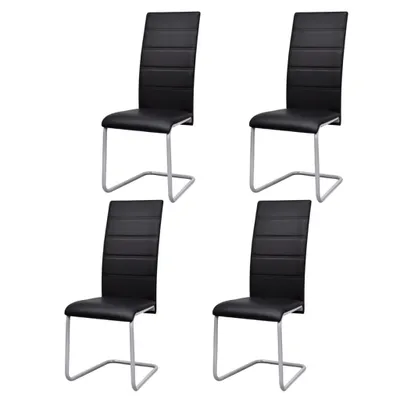 Image de vidaXL Chaise cantilever 4 pièces noir similicuir