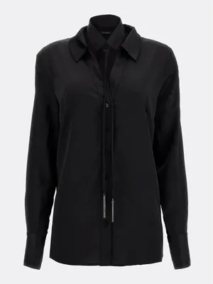 Imagen del producto de GUESS. Camisa tipo cuello choker para mujer, modelo FLORIANE, color , talla M. Estilo elegante para cualquier ocasión