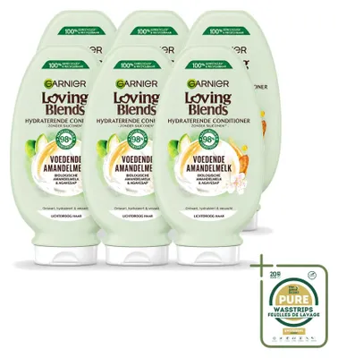 Imagen del producto de 6 unidades de acondicionador nutritivo de leche de almendras Garnier Loving Blends, 250 ml, pack ahorro