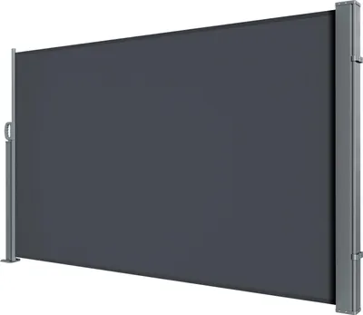 Produktbild von Faziango Seitenmarkise 300 x 140 cm Ausziehbar Windschutz, Sichtschutz für Balkon & Terrasse, Seitenrollo mit Wandhalterung Sonnenschutz - Schwarz Markise