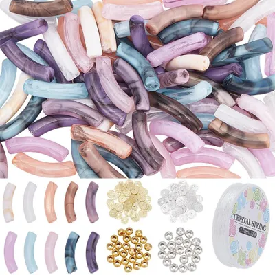 Imagen del producto de Conjunto de 250 cuentas de tubo acrílico curvadas para la creación de joyería
