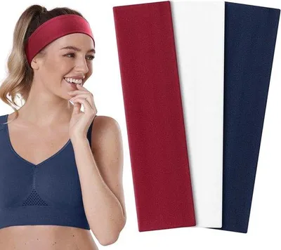 Produktbild von Elastische Sport-Haarbänder - Set von 3 - Antislip-Halter für Yoga, Fitness und Laufen