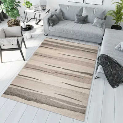 Produktbild von Teppich Wohnzimmer Schlafzimmer Kurzflor Modern Meliert Design Beige  160 x 220 cm