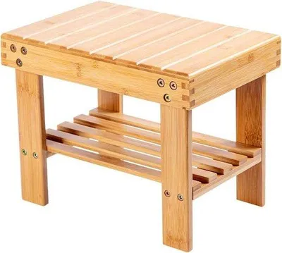 Image de Tabouret d'appoint pour enfants - Tabouret en bambou avec tablette - Portable et antidérapant - Cuisine, salle de bain, chambre