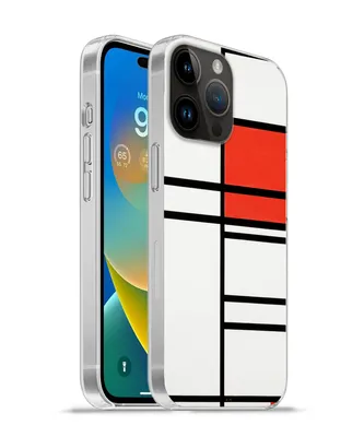 Produktbild von MuchoWow® Handyhülle Schutzhülle Hülle für Apple iPhone 14 Pro - Softcase Komposition mit Rot und Weiß - Piet Mondrian Silikon Softcase Handy Hülle - Umschlag