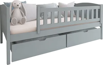 Produktbild von MIRJAN24 Kinderbett mit Stauraum Gucio 90, Bett mit zwei Bettschubladen, Lattenrost Flex, 208x96x75 cm (Farbe: Asche)