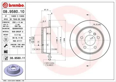 Obrázok produktu pre Brzdový kotúč BREMBO 08.9580.11