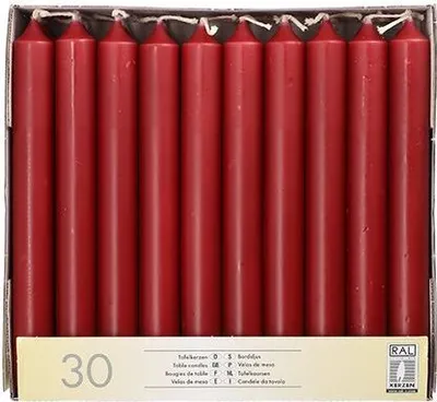 Produktbild von 120 Papstar Tafelkerzen Ø 2,1 cm, 19,6 cm bordeaux 13701