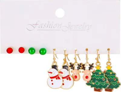 Immagine prodotto di INF Set di orecchini natalizi da 5 paia Multicolore