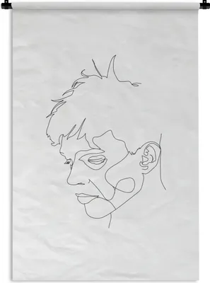 Produktbild von MuchoWow® Wandteppich Wandbehang Porträt - Strichzeichnung - Mann 90x135 cm Tapisserie Dekoration Wandtuch - Baumwolle - Wandskulptur