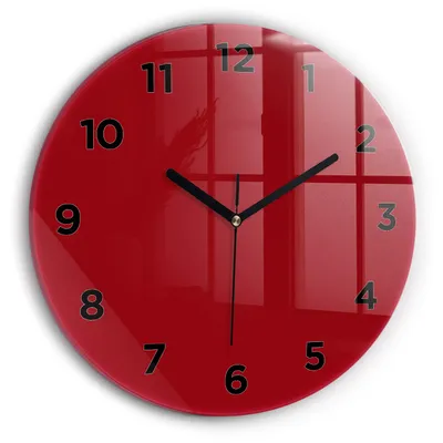 Produktbild von Wallfluent Wanduhr – Stilles Quarzuhrwerk - Uhr Dekoration Wohnzimmer Schlafzimmer Küche - Zifferblatt - schwarze Zeiger - 30 cm - Rot