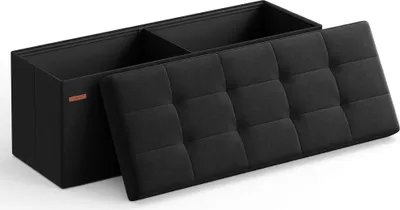 Produktbild von SONGMICS 110 cm Sitzbank mit Stauraum, klappbare Sitztruhe, Fußbank, schwarz