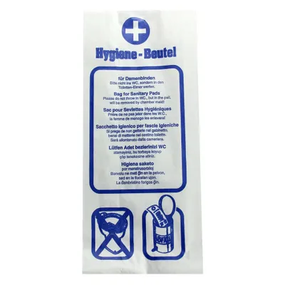 Produktbild von Hygienebeutel Papier, weiß, 6-sprachige Aufschrift 1000 Stück