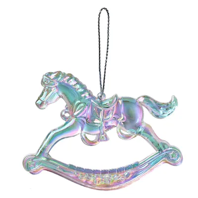 Produktbild von Clayre & Eef Weihnachtsanhänger Schaukelpferd 8 cm Silberfarbig Kunststoff