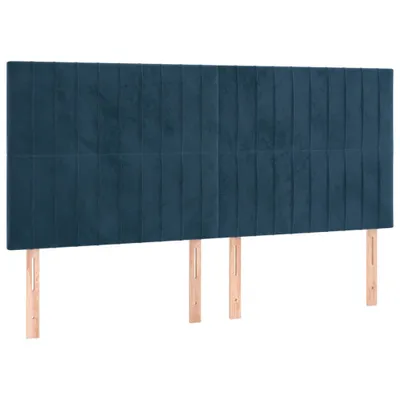 Image de vidaXL Têtes de lit 4 pcs. Bleu foncé 80x5x78/88 cm velours