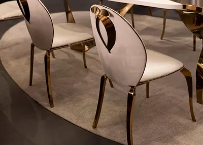 Produktbild von Esszimmer Set Luxus Stuhl Set 6x Stühle Essgruppe Garnitur Gold Weiß Stuhlgruppe