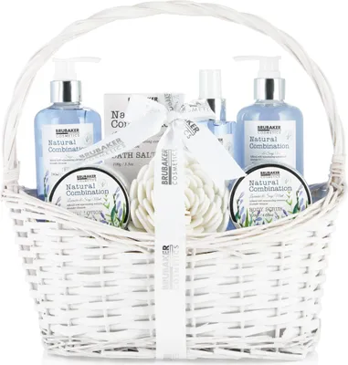 Produktbild von BRUBAKER Cosmetics Beauty Care Set - s výťažkami z levandule a šalvie mätovej - darčeková súprava v košíku na rukoväti