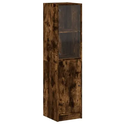 Image de Buffet avec porte en verre chêne fumé 35x37x142 cm