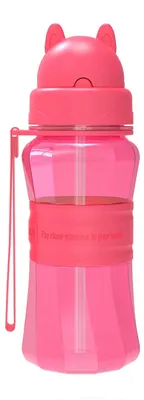 Kinder-Trinkflasche mit Strohhalm, Tritan, BPA-frei, 0,3 L, Rosa