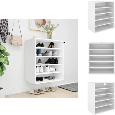 Image de vidaXL Armoire à chaussures blanche 60x35x70 cm Bois composite - Étagères à chaussures & Armoires à chaussures