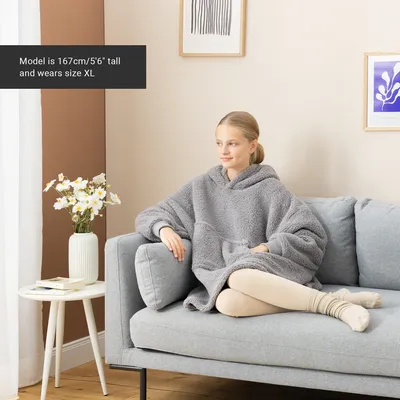 Produktbild von HOMELEVEL Kinder Fleece Hoodie Pullover - Pulli mit Kapuze für Jungs und Mädchen - Kuschel Sweatshirt oversized - Kuschelpullover - 100% Polyester