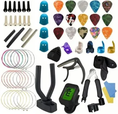 Produktbild von Gitarren-Capo, Gitarrenzubehör-Set, 66-teilig, Stimmgerät, Plektrumhalter, Gitarreninstrumente
