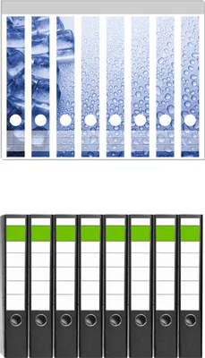 Produktbild von Wallario 8 Stück schmale Ordner inkl. Klebeetiketten mit Motive Eiswürfel -  Set mit Rückenschildern / Ordnerrücken Stickern