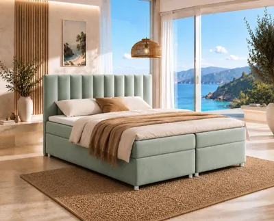 Produktbild von Best for Home Boxspringbett mit Bettkasten Trinity K-10 Bonellfederkern inkl. Topper, mit Lieferung, Aufbau & Entsorgung 200x200-Mintgrün