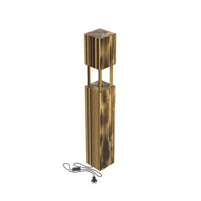 Produktbild von Stehlampe aus Kieferholz Wohnzimmer Stehleuchte Bodenlampe Modern Eckig 95cm 9929
