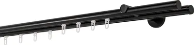 Produktbild von Gardinenstange Maß Innenlauf 20mm Match 2-lauf Wand 12cm Farbe: Schwarz, Größe: 380cm