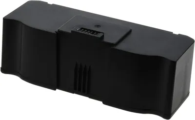 A black battery pack for a robot vacuum cleaner is shown against a white background.