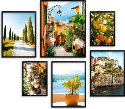 Produktbild von Poster für die Wand des Wohnzimmers XXL - ein Set italienischer Landschaften, sonniges Italien