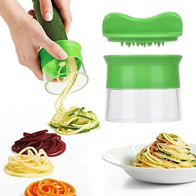 Produktbild von Gemüsenudeln Spiralschneider Edelstahl Spiralschneider Hand mit Bürste, Gemüsespaghetti Gemüsehobel für Karotte, Gurke, Zucchini