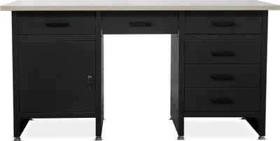 Obrázek produktu pro Pracovní stůl s pracovní deskou Pracovní stůl se 6 zásuvkami Skříňka Nastavitelné nohy Pracovní deska z MDF Nosnost do 500 kg Kov 170 cm x 60 cm x 85 cm Barva: Antracitově-modrý