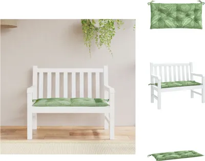 Produktbild von vidaXL Gartenbank-Auflage Blattmuster 110x50x7 cm Stoff -  Sitzpolster