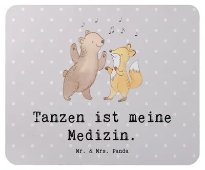 Produktbild von Mr. & Mrs. Panda Mouse Pad Hase Tanzen - Grau Pastell - Geschenk, mousematte, Tanzkurs, computer mousepad, gehen, Tanzschule, pc mausunterlage, Mauspad