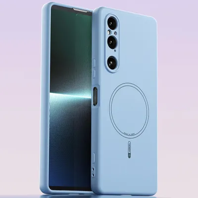 Produktbild von Magnetische Handyhülle für Sony Xperia 1 V, MagSafe kompatible, Flüssig Silikon Stoßfest Kratzfest Hülle Blau