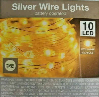 Produktbild von 10er LED Drahtlichterkette Batterie große LEDS inklusive Knopfzelle CR2032