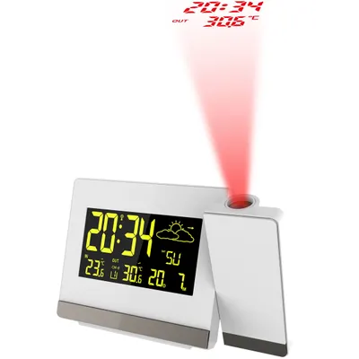 Image de WT 549 - Réveil de projection avec horloge radio DCF-77, affichage de l'heure 12/24h, affichage de la date et du jour de la semaine et affichage de la température